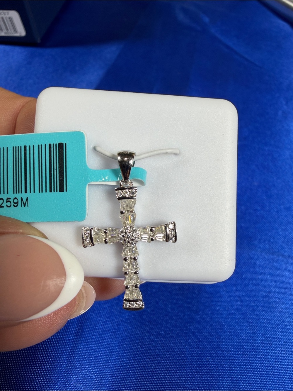 Moissanite Baguette Cross Pendant in 925 Sterling Silver